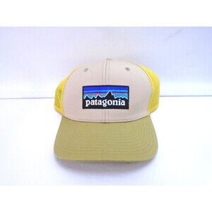 Patagonia Baseball Mens Cap Trucker Snap Back Yellow Mesh Logo Hat One Size